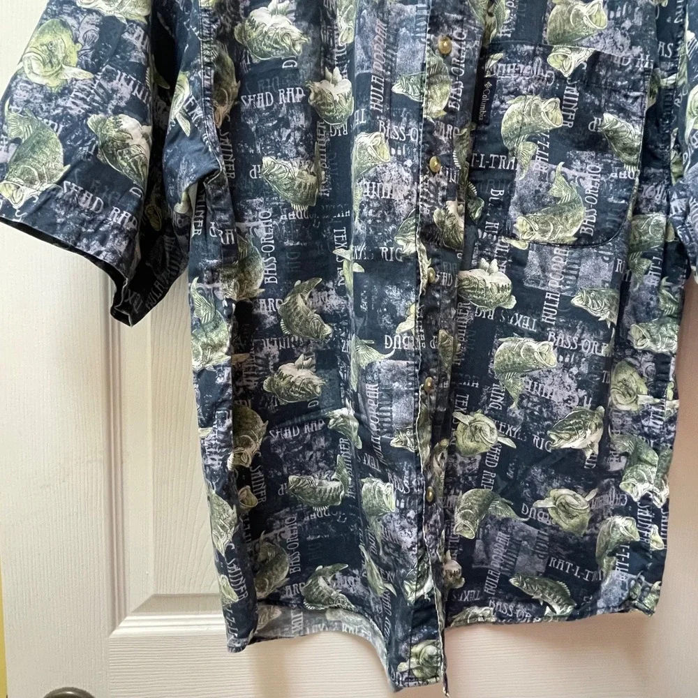 Vintage Columbia Sportswear Shirt Medium Men Button Up Floral All Over Print #74